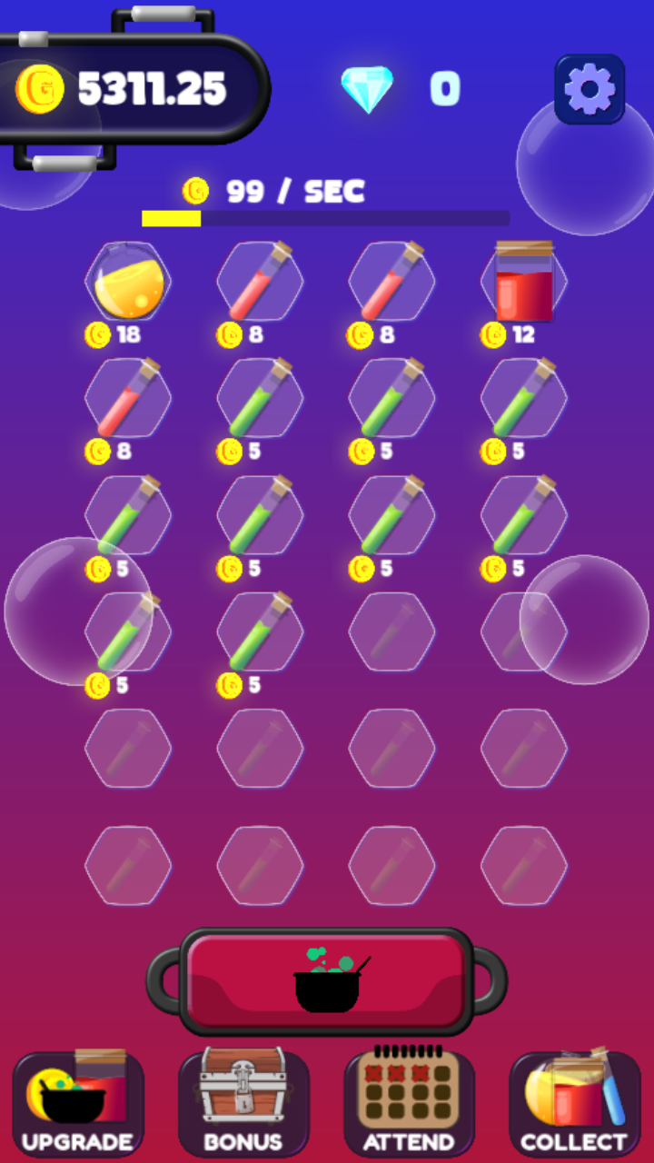 Potions merging on the hex board
